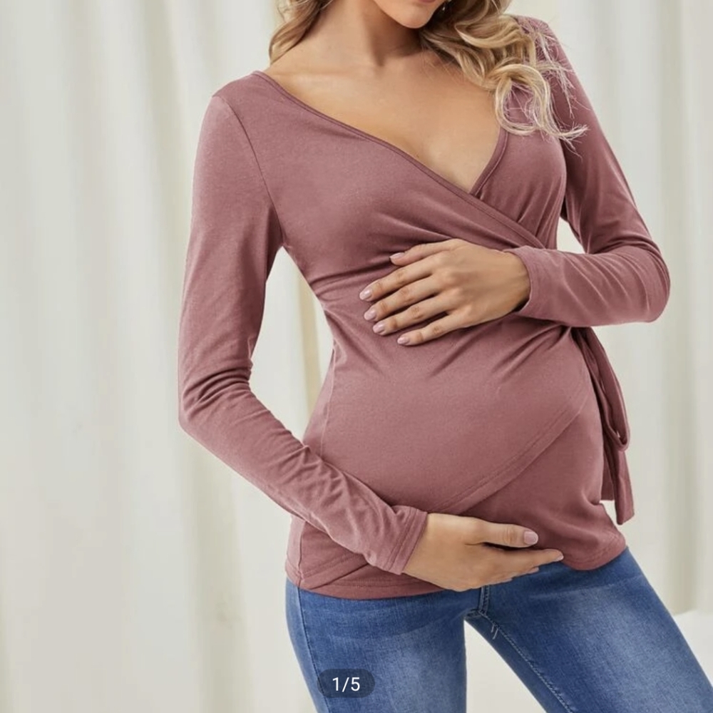 Medium Shein Maternity Wrap Top Dusty Pink